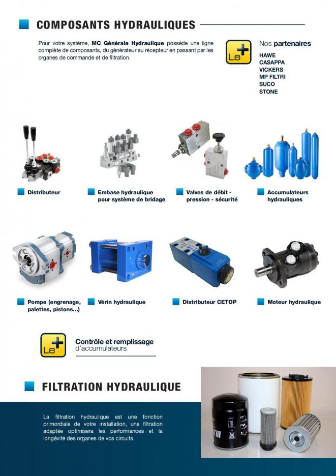 Composants hydraulique mcgh